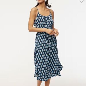 J. Crew Factory Ruffle midi dress with curved hem